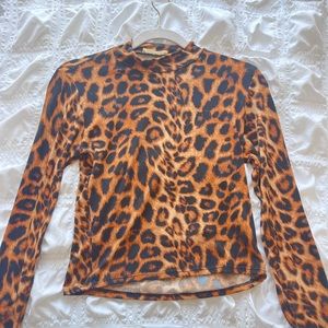 Leopard print turtle neck top